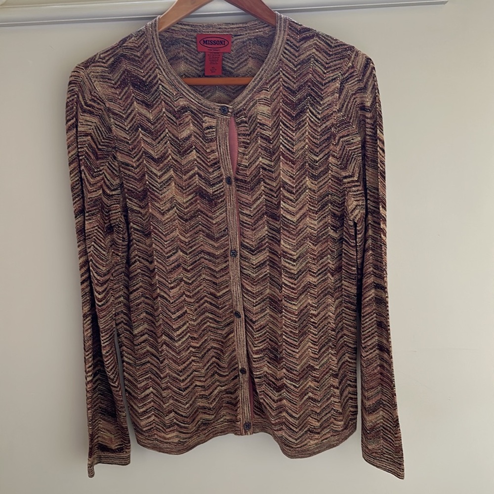 Missoni X Target Womens Cardigan Sweater.
Chevron Brown Metallic Gold Thread XL - Picture 2 of 10